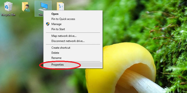 Mở “Properties” với windows 10